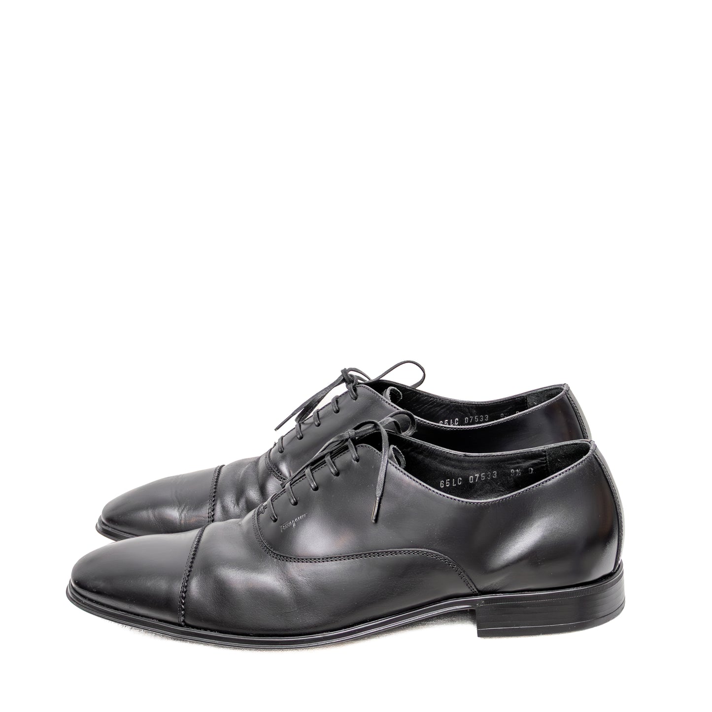 Salvatore Ferragamo Black Leather Cap-Toe Oxfords – Men’s Size 9.5D