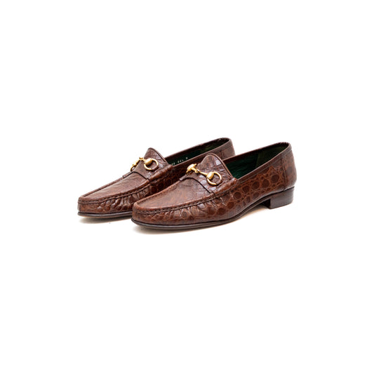 Vintage GUCCI Men’s Brown Crocodile Horsebit Loafers – Size EU 44.5 / US 11&nbsp;