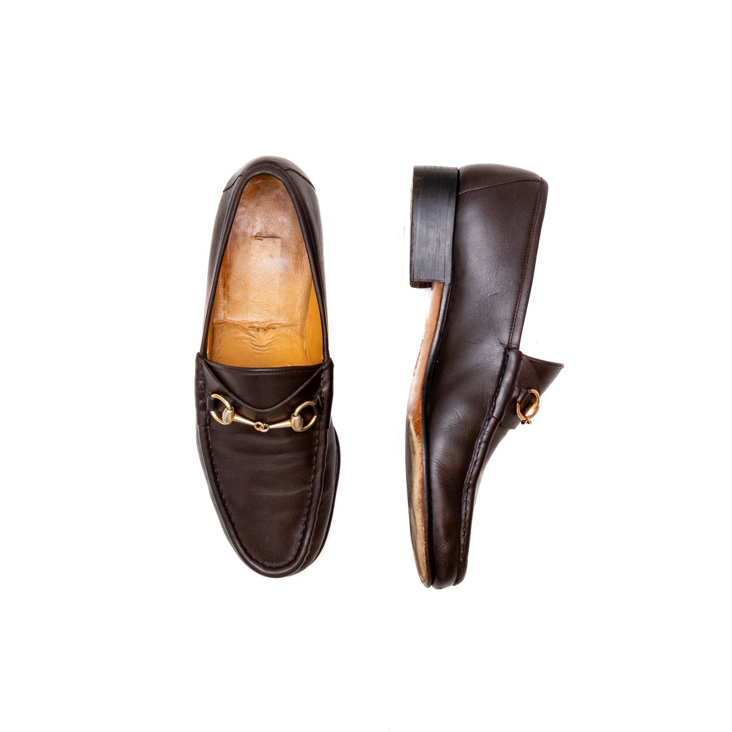 Vintage Gucci Men's Dark Brown Leather Horsebit Loafers 44.5 (EU) 11 (US)