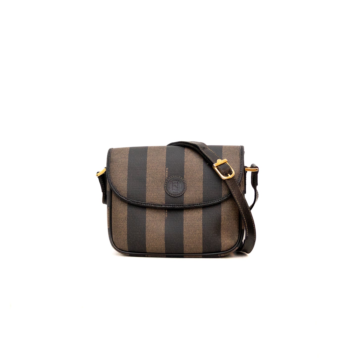 Vintage Fendi Pequin Stripe Crossbody Bag – Brown &amp; Black Coated Canvas&nbsp;
