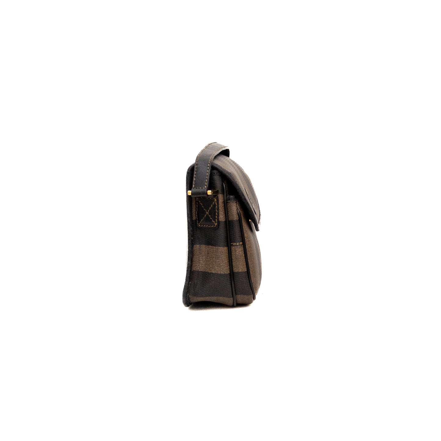 Vintage Fendi Pequin Stripe Crossbody Bag – Brown &amp; Black Coated Canvas&nbsp;