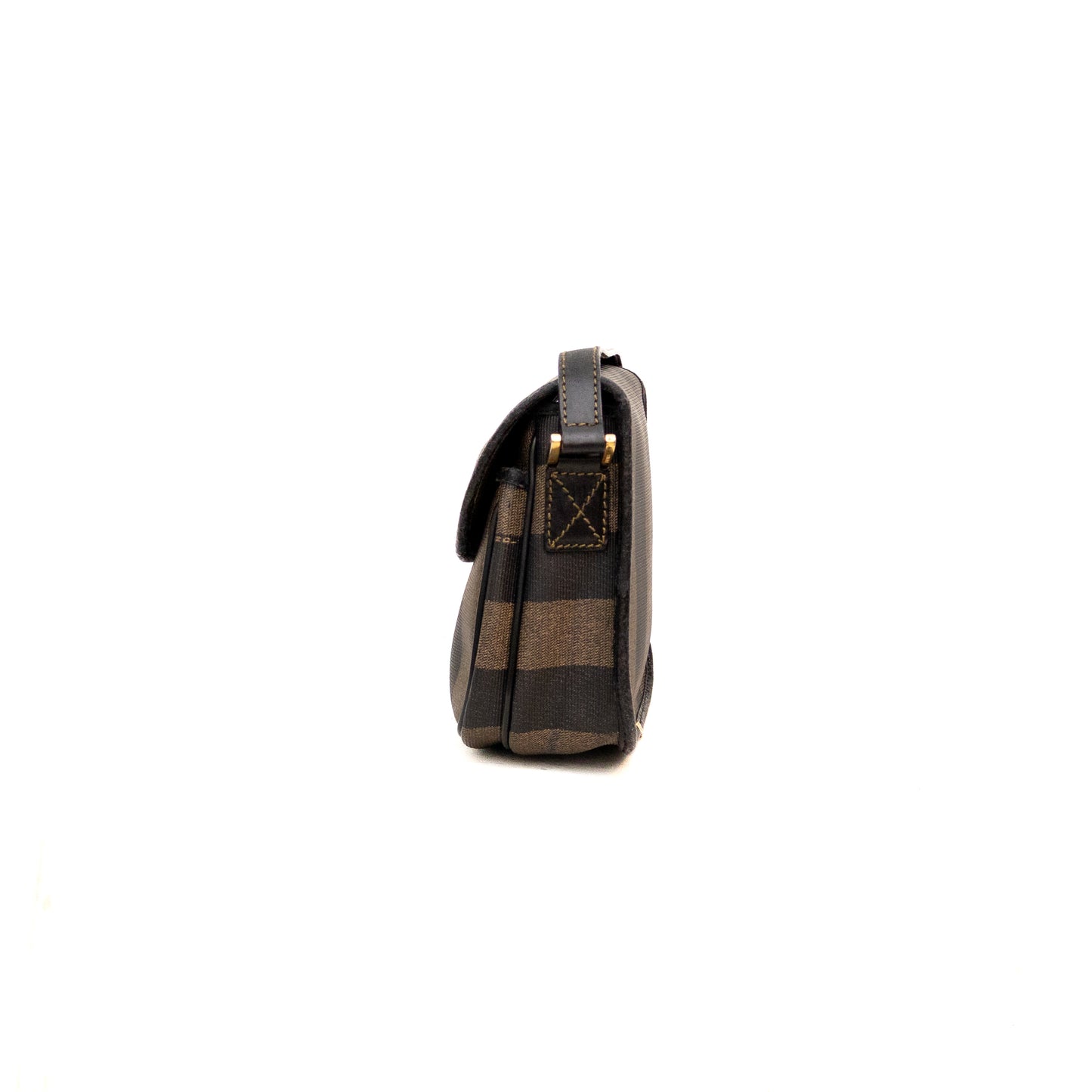 Vintage Fendi Pequin Stripe Crossbody Bag – Brown &amp; Black Coated Canvas&nbsp;