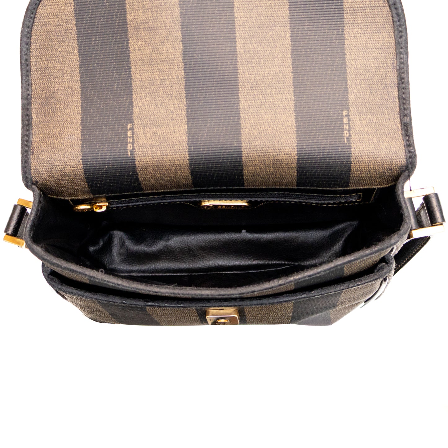 Vintage Fendi Pequin Stripe Crossbody Bag – Brown &amp; Black Coated Canvas&nbsp;