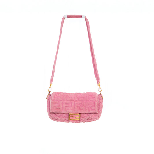 Fendi Pink Terrycloth FF Medium Baguette Bag – Made in Italy
