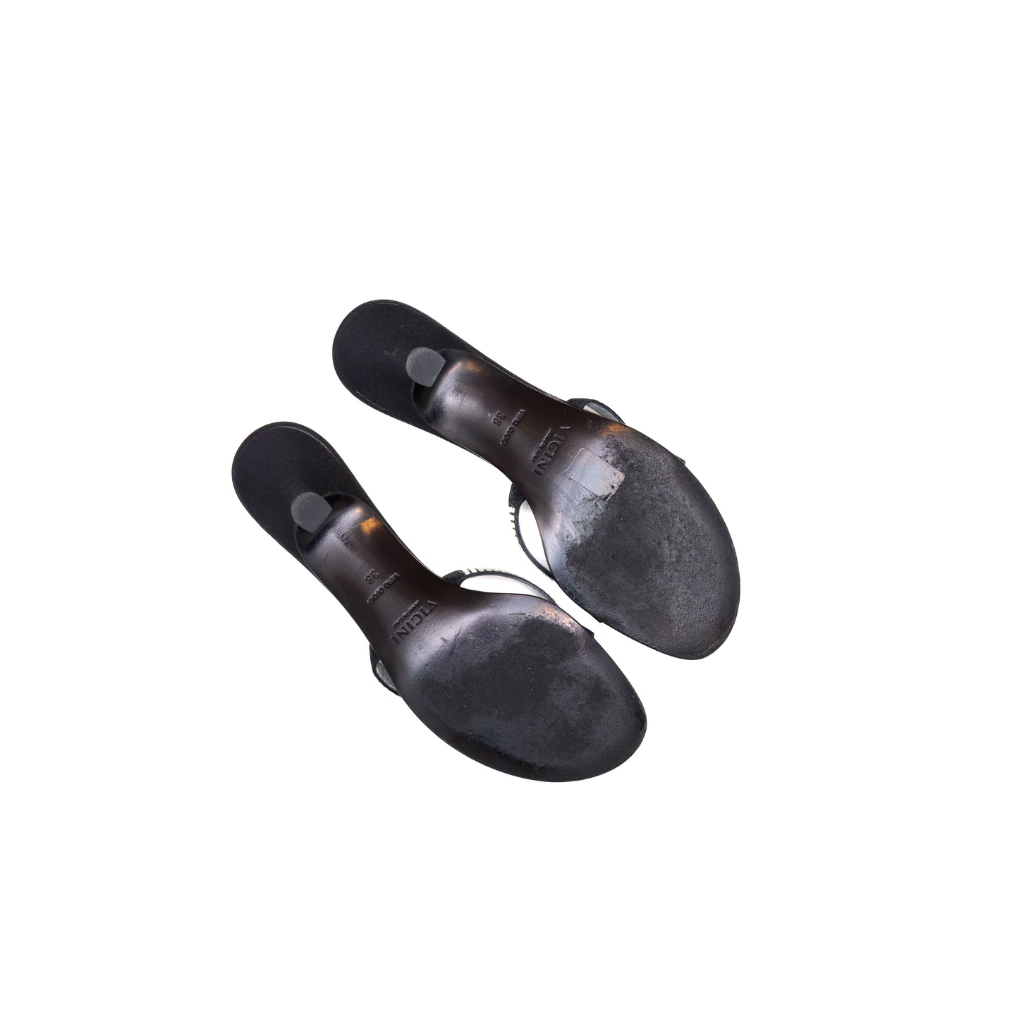 Giuseppe Zanotti Black Satin Rhinestone Slide Sandals – Size US 8