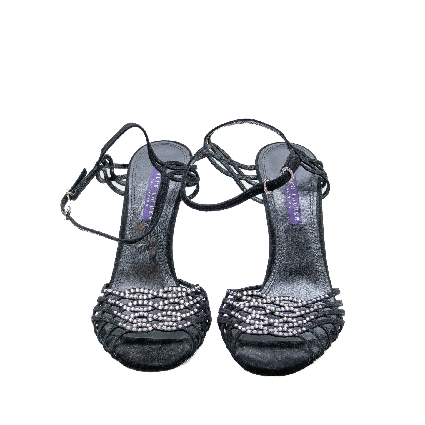 Ralph Lauren Collection Purple Label Black Velvet Beaded Heels | Size US 8.5B