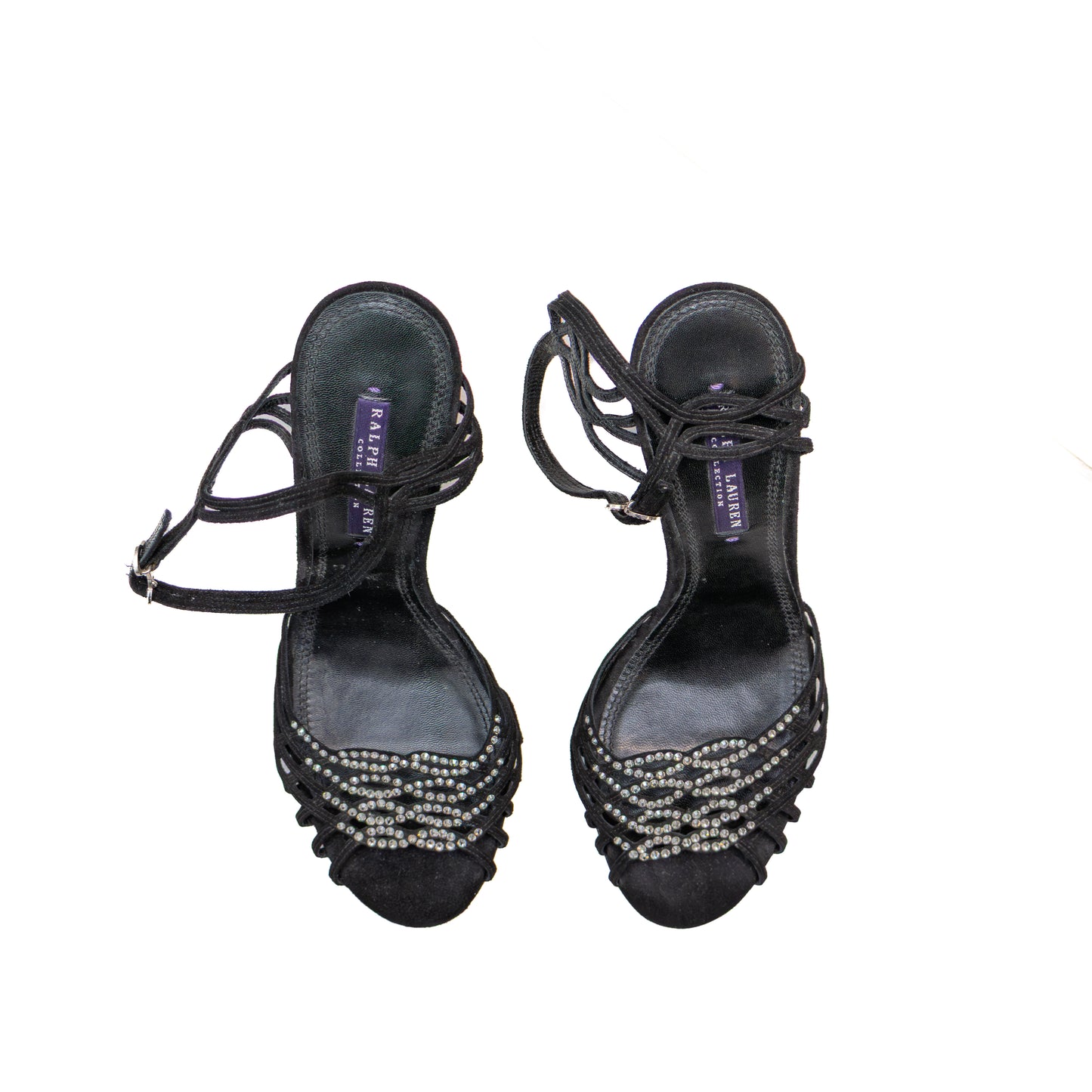 Ralph Lauren Collection Purple Label Black Velvet Beaded Heels | Size US 8.5B