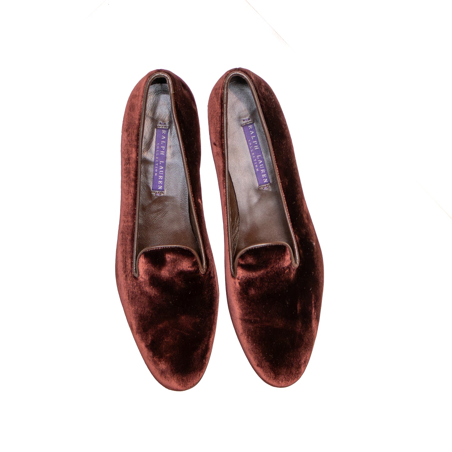 Ralph Lauren Purple Label Women’s Velvet Loafers | Burgundy | Made in Italy | Size US 8.5D&nbsp;
