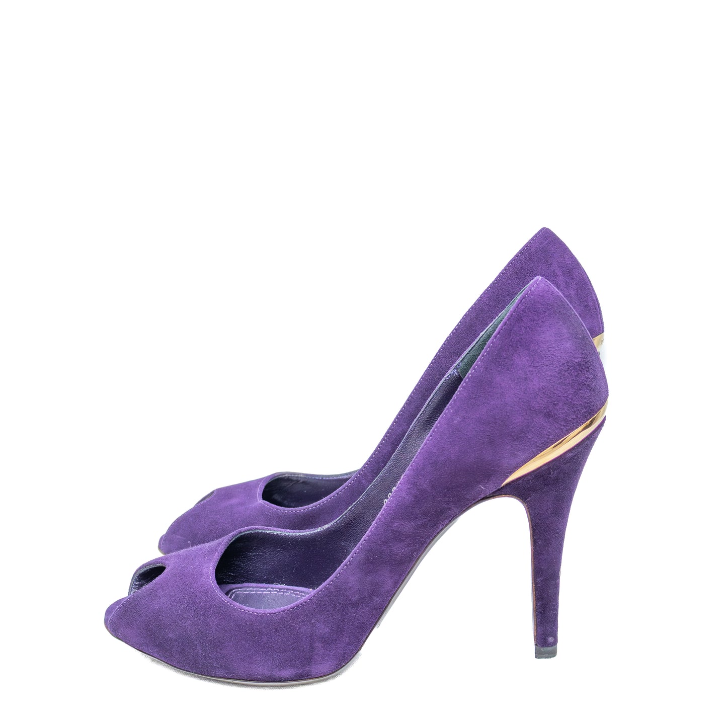Ralph Lauren Purple Label Suede Peep Toe Purple Heels – Size US 8 / EU 38.5