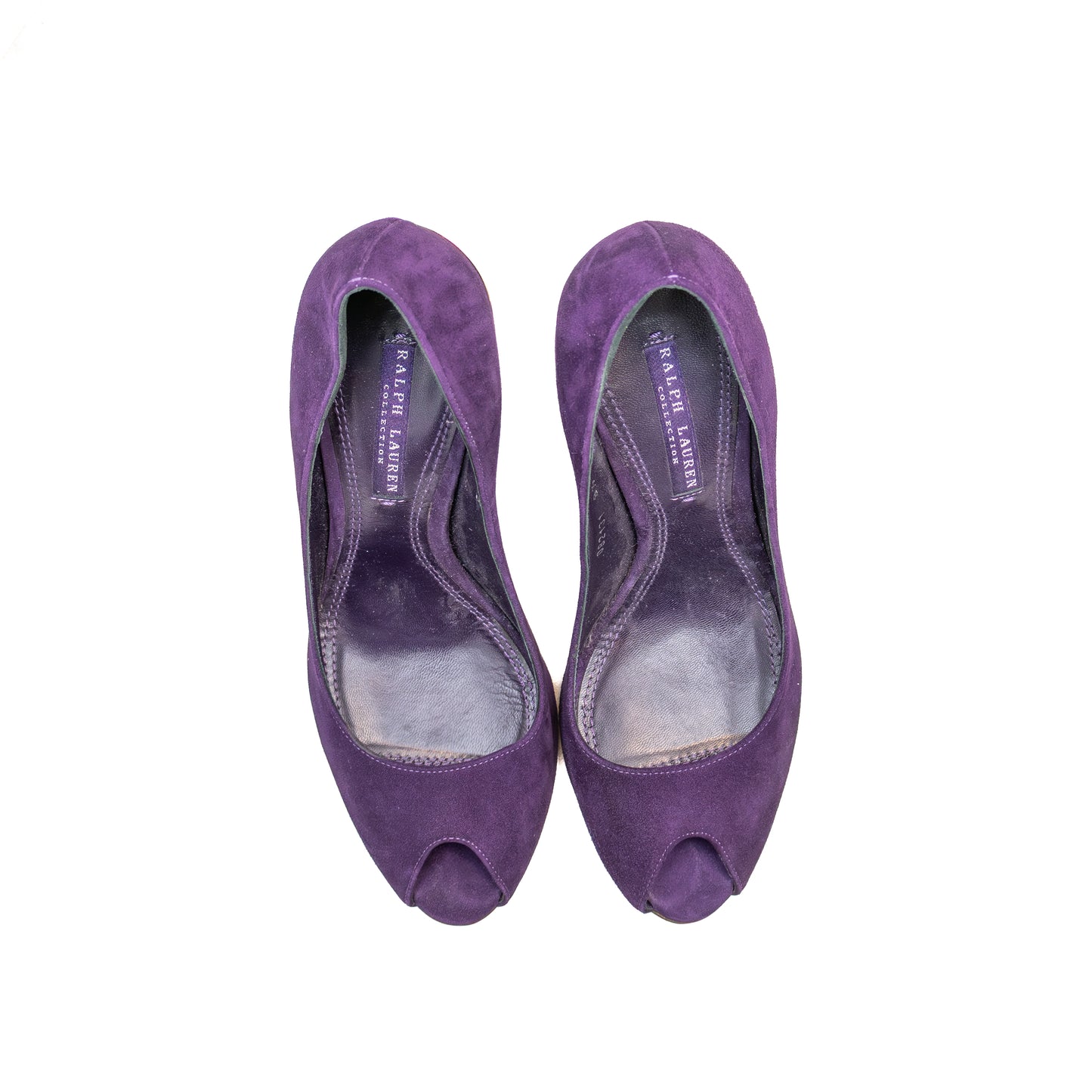 Ralph Lauren Purple Label Suede Peep Toe Purple Heels – Size US 8 / EU 38.5
