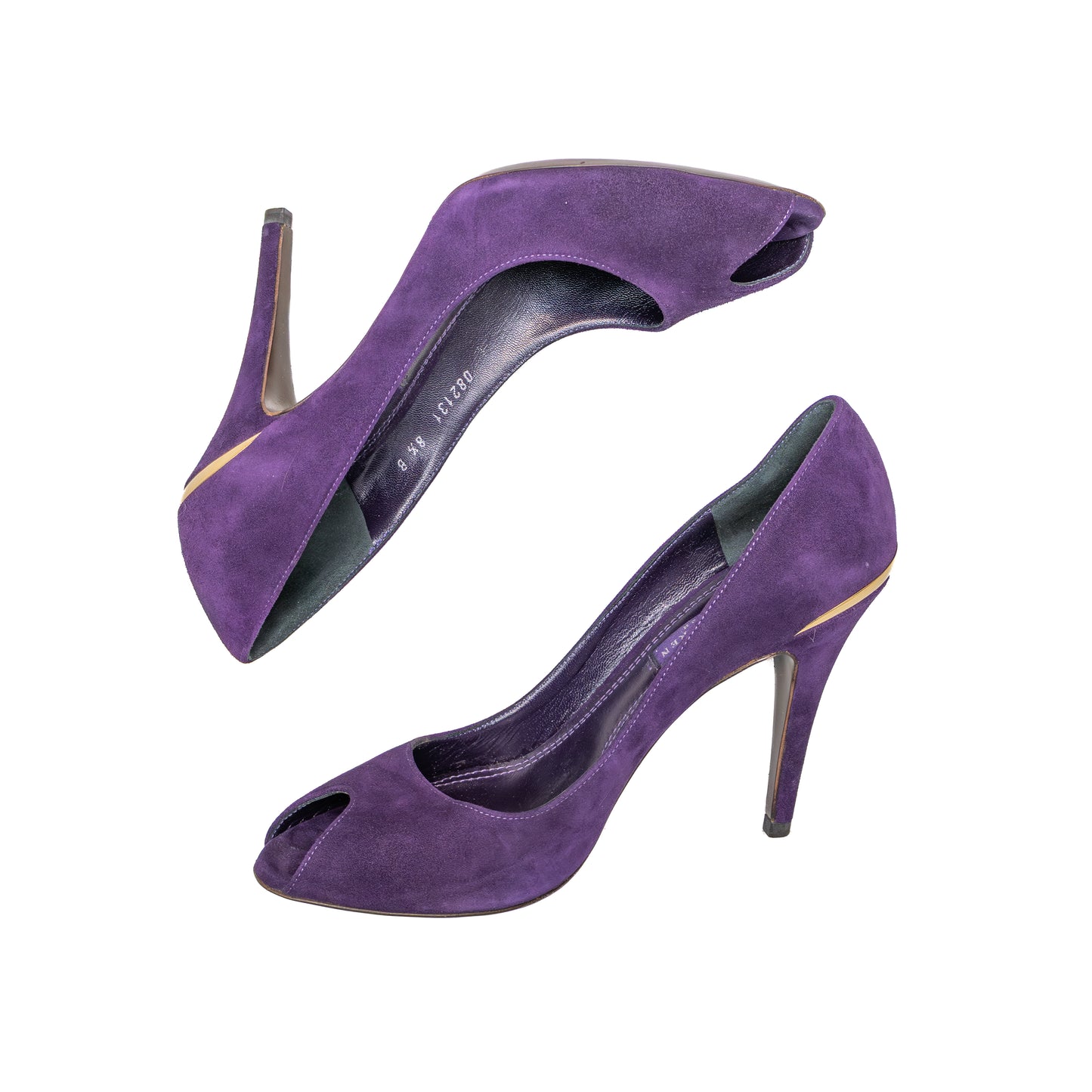 Ralph Lauren Purple Label Suede Peep Toe Purple Heels – Size US 8 / EU 38.5