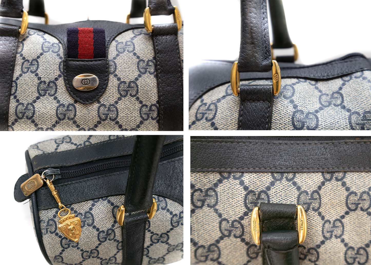 Authentic Vintage Gucci Ophidia Boston Web Sherry Line GG Satchel Shoulder Bag