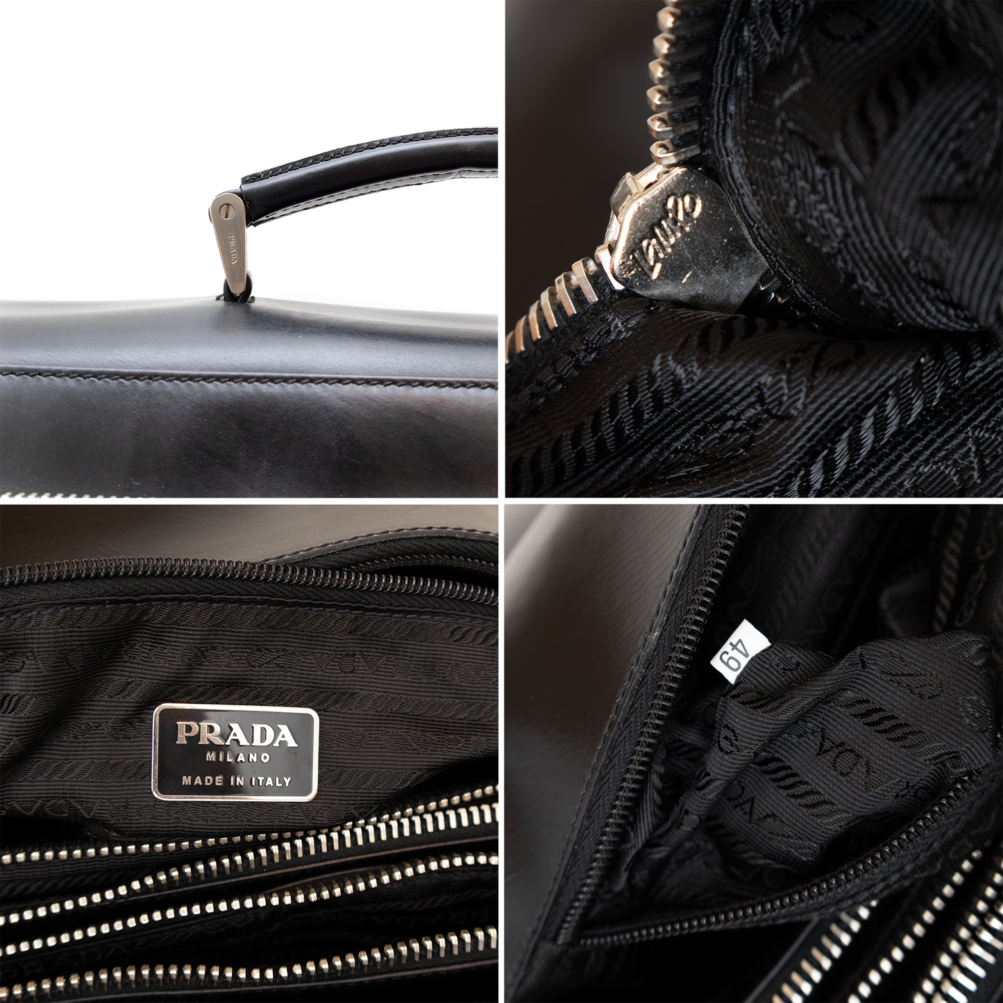 Prada Black Leather Double Pocket Briefcase – Made in Italy