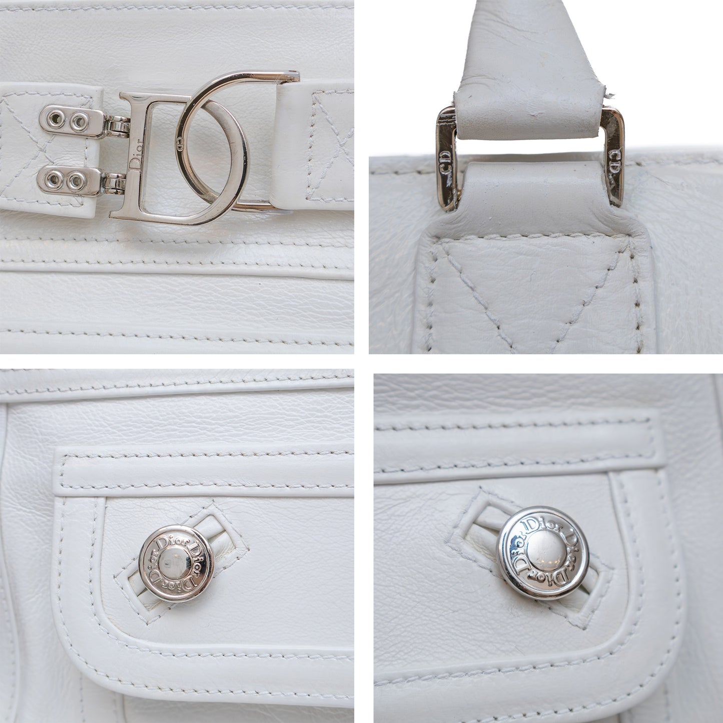 Christian Dior White Leather Tote Bag – 2005 Collection by John Galliano