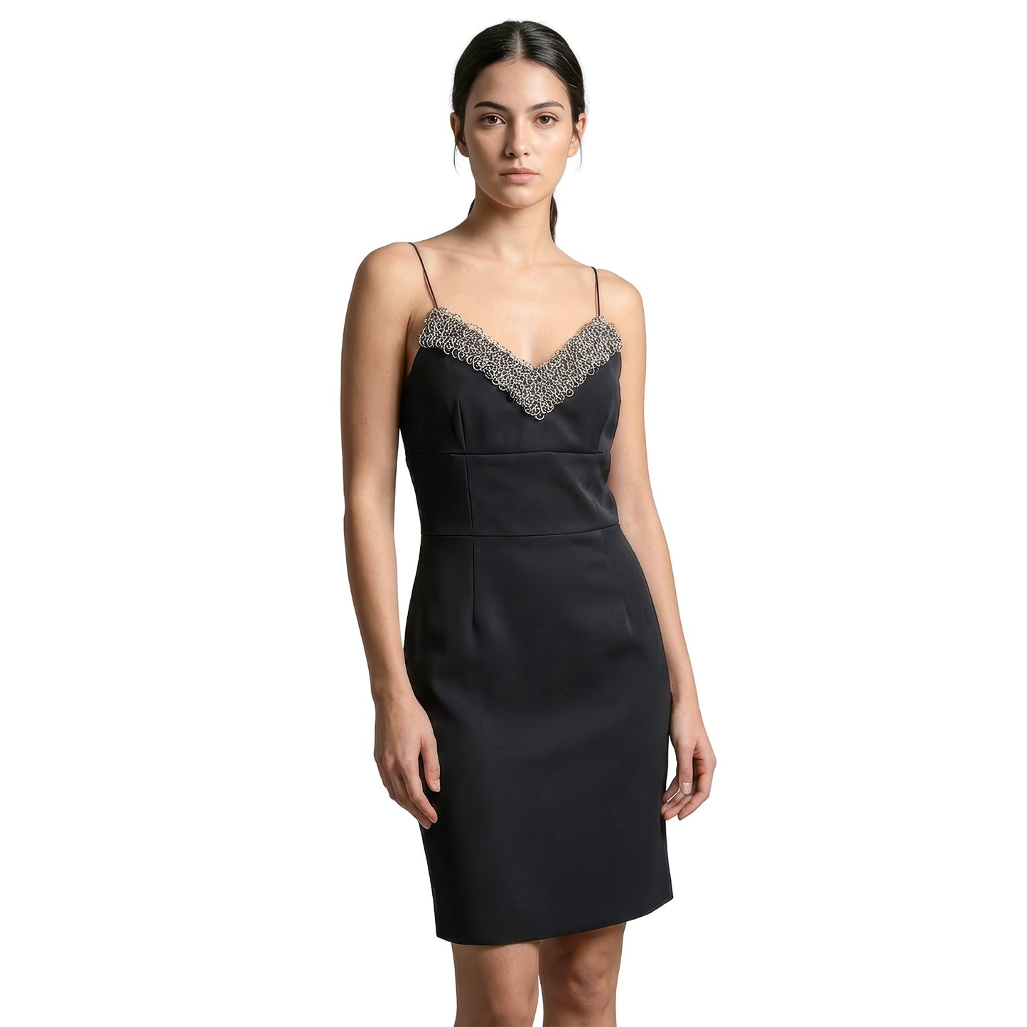 Rare Balenciaga Paris Embellished Slip Dress – Black – Size 38 (EU)