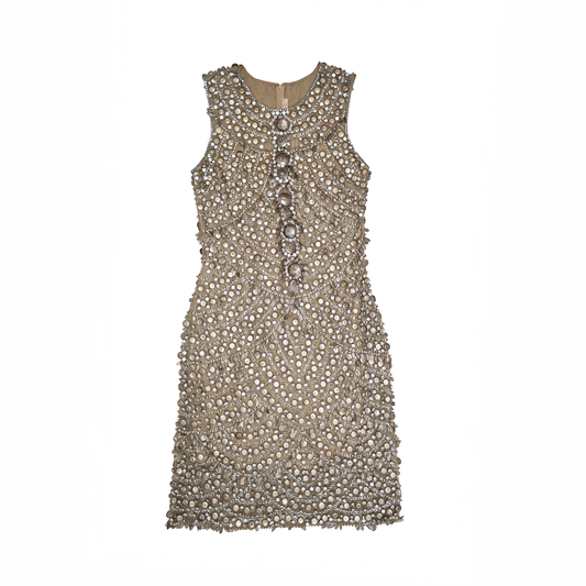 Vintage Naeem Khan Embellished Silk Mini Dress – Size US 8 – Made in USA