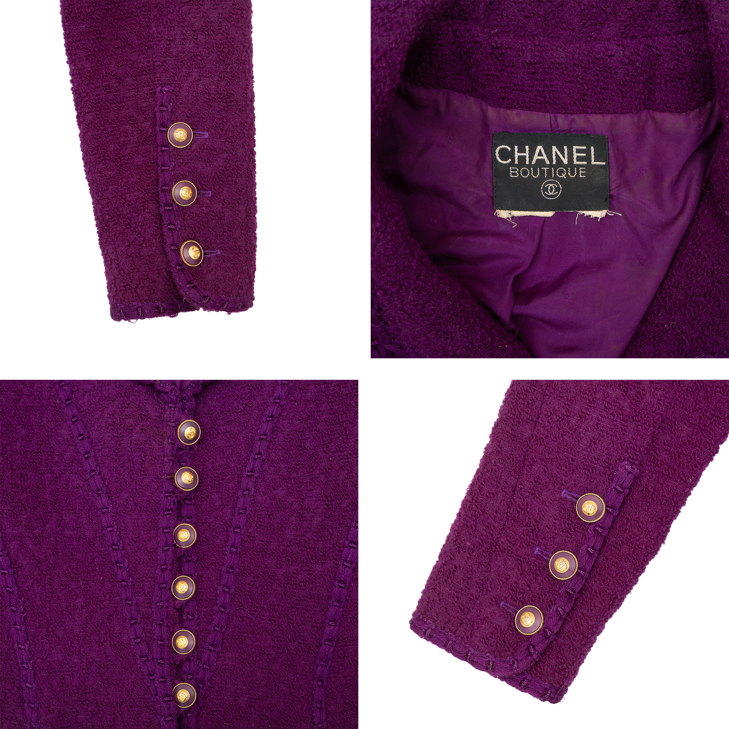 RARE Vintage Chanel Boutique Purple Bouclé Wool Jacket – FW 1993 Collection