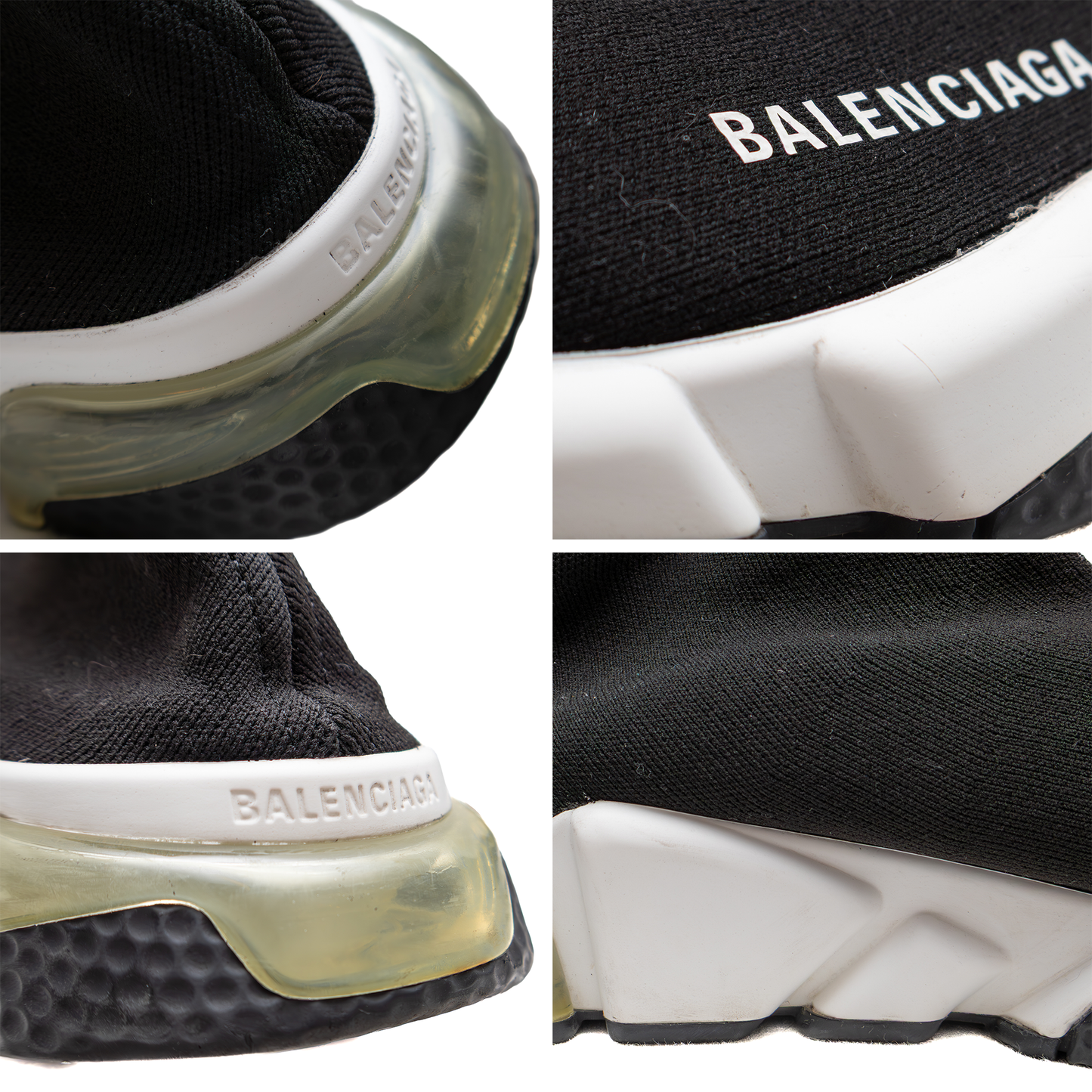 Balenciaga Speed 2.0 Clear Sole Sneakers Black White US 11