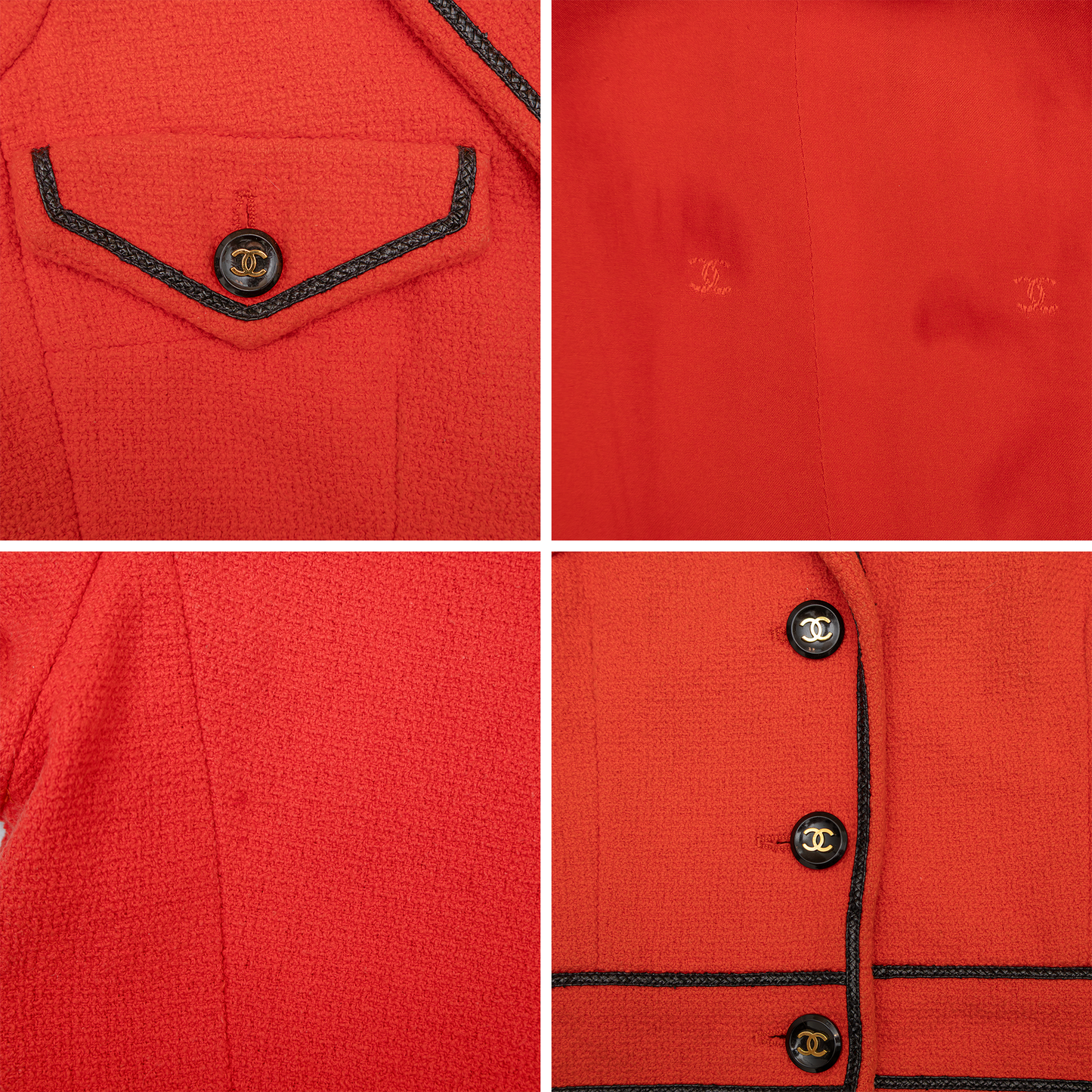 RARE Vintage Chanel Boutique Cropped Orange Bouclé Jacket – Runway Look #1 – S/S 1995 “Barbie Collection” – Claudia Schiffer – FR 40 (Fits Like US 2–4 / UK 6–8 / XS–S)