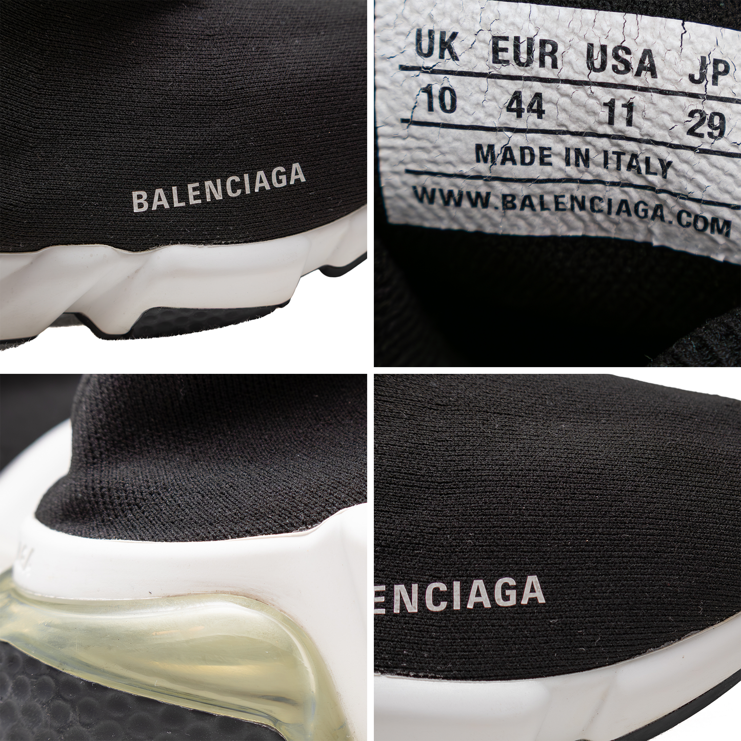 Balenciaga Speed 2.0 Clear Sole Sneakers Black White US 11