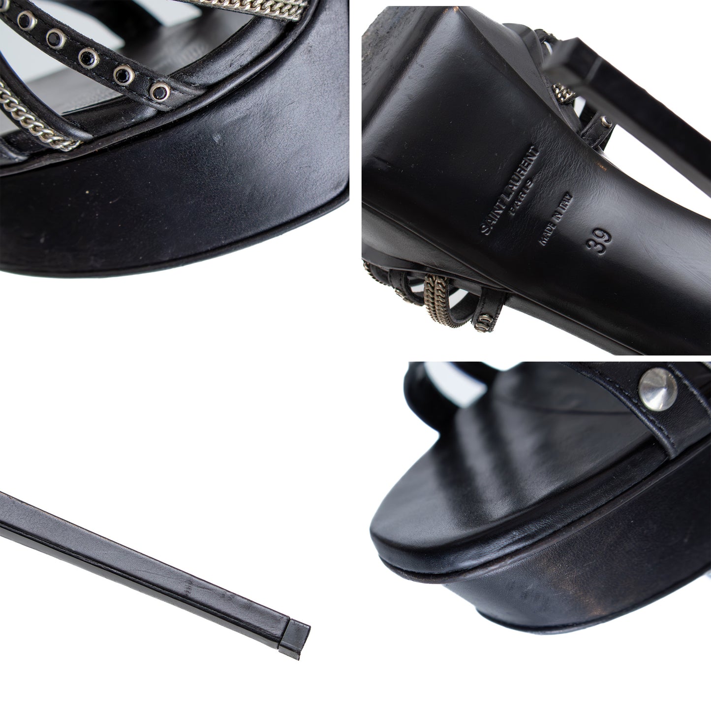 $1450 Saint Laurent Alice Tribute Chain Studded Platform Sandals SZ EU 39/ US 9